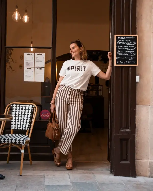 Pantalon Rayé Promod Chocolat Koffee Nîmes
