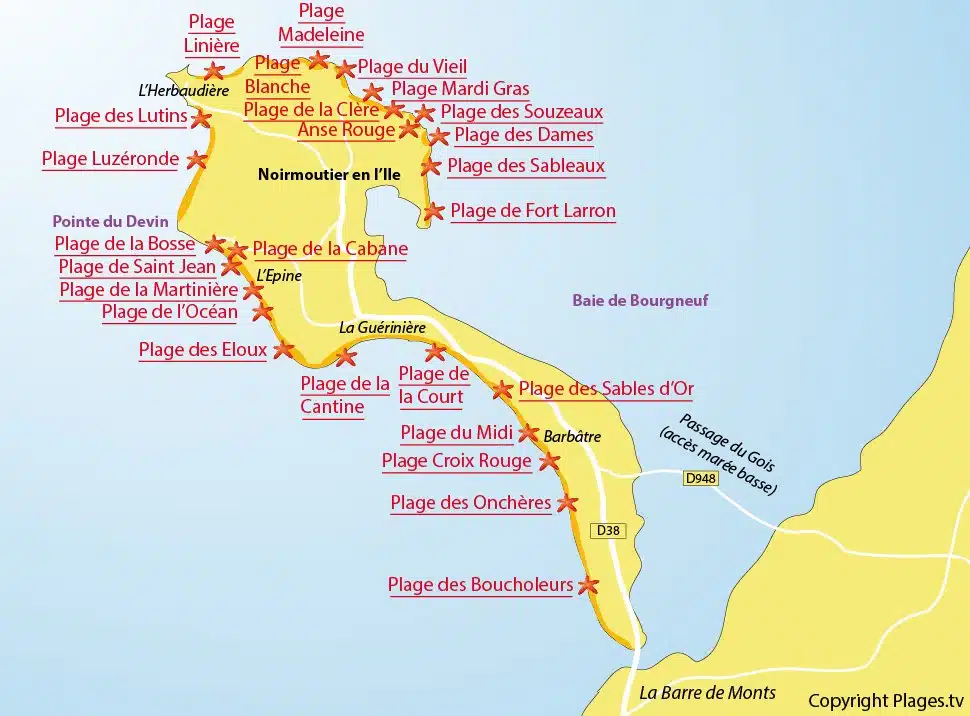 Plan Plages Noirmoutier